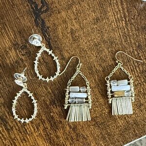 Free People Elegant Gold and Silver Dangle Earrings